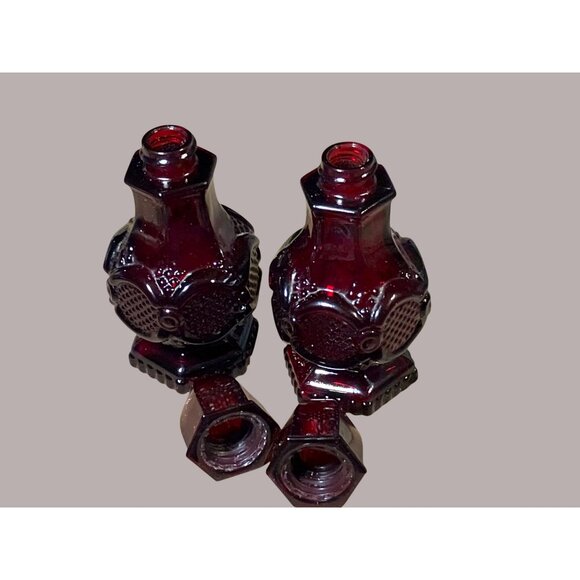 Avon Cape Cod Ruby Red Vintage Glass Cologne Bottles Set Of 2 Collectible Decora - Picture 8 of 8